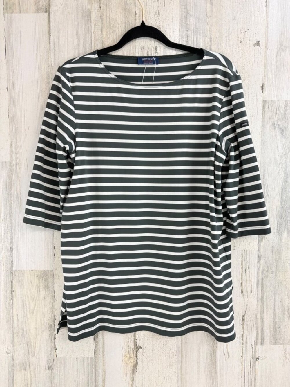 Saint James Green White M 12 Striped UV Shirt Tunic EUC